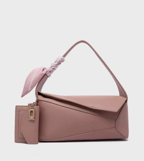 Solid Shoulder Bag with Coin Pouch