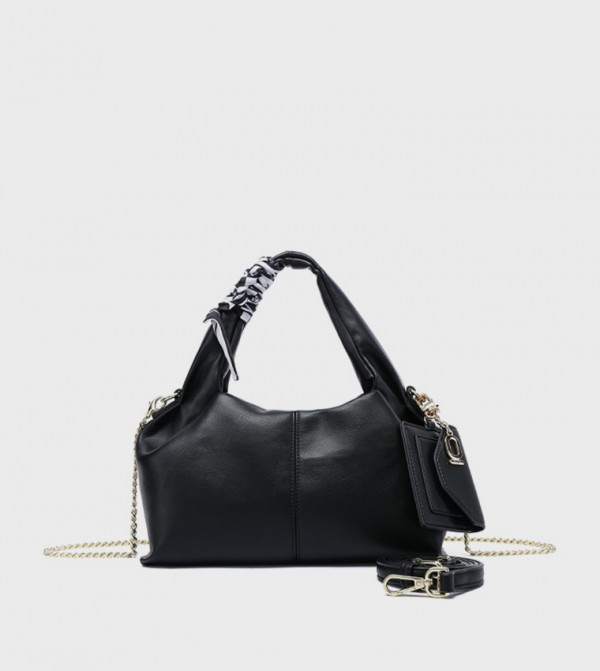 Solid Shoulder Bag with Coin Pouch