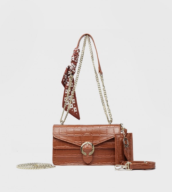 Textured Crossbody Bag with Coin Pouch