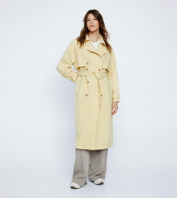 Buy Nasty Gal Twill Double Breasted Trench Coat In LEMON