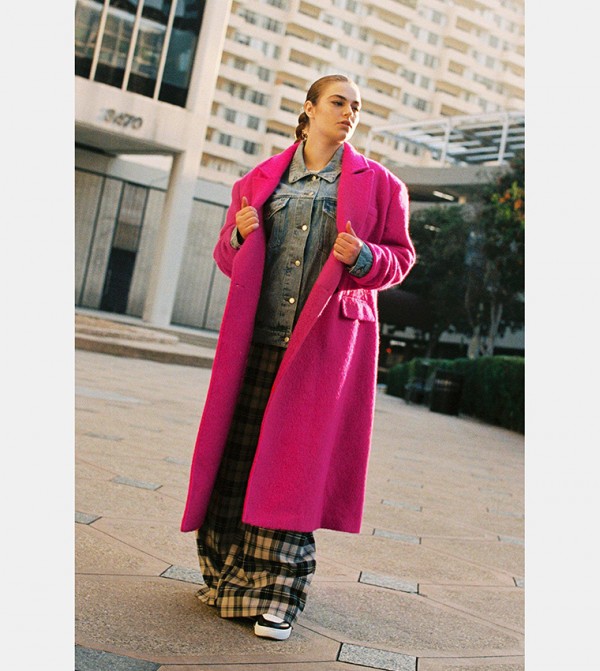 Buy Karen Millen Italian Wool Strong Shoulder Anti Fit Coat In Pink