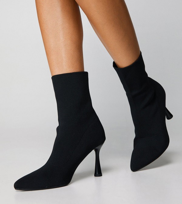 Buy Nasty Gal Knitted Pointed Toe Ankle Sock Boots In Black