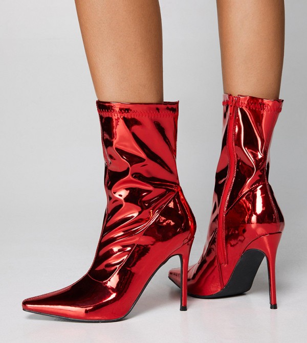 Painted leather outlet ankle boots
