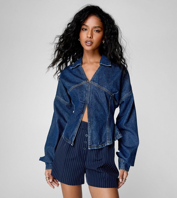 Collared Corset Denim Shirt