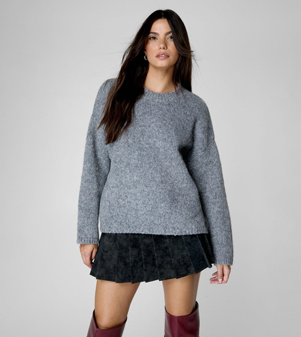 سترة اوفرسايز برقبة مستديرة