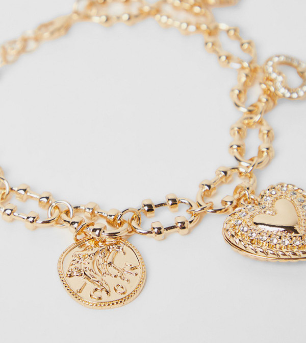 Buy Nasty Gal Heart Charm Detail Bracelet In Gold 6thStreet UAE