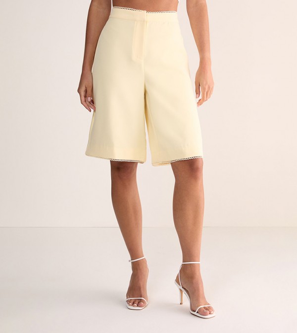Picot Trim High Waist Shorts