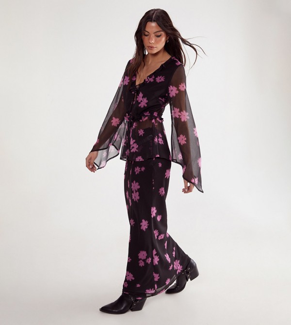 Ditsy Floral Chiffon Maxi Skirt