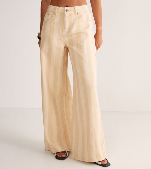 Pinstriped Straight Fit Jeans