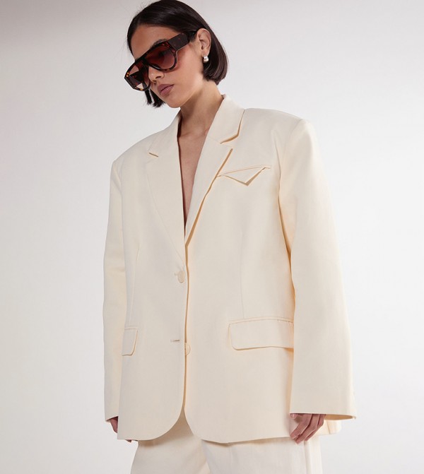 Cotton Twill Oversized Tailored Blazer