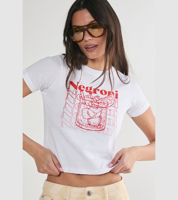 Negroni Graphic Printed Cropped T-Shirt