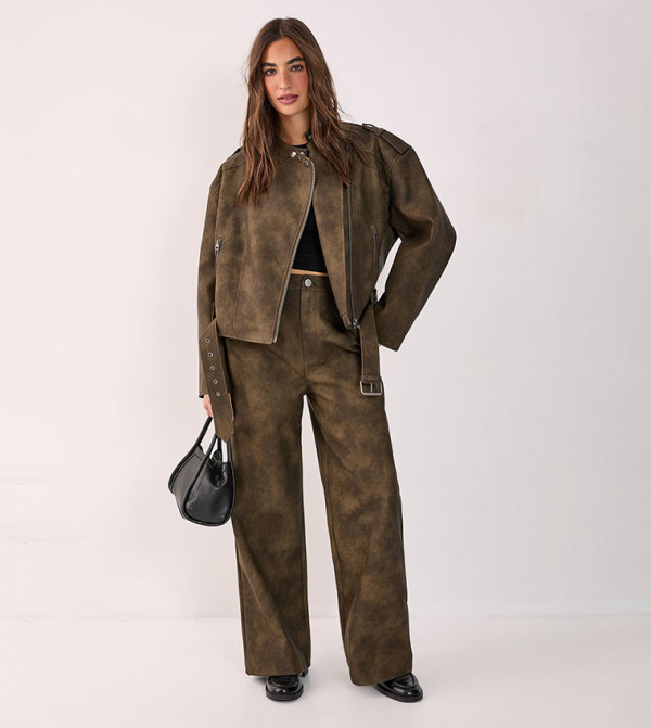 Slouch Faux Leather Pants