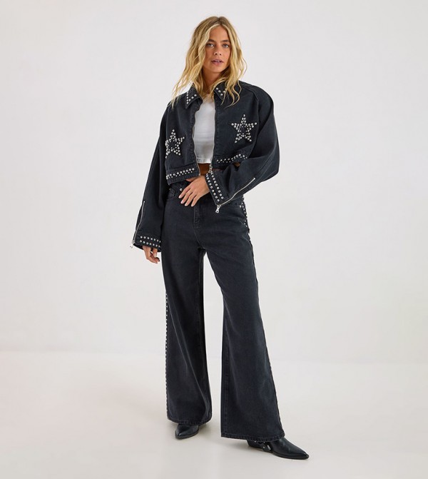 Star Studded Baggy Fit Jeans