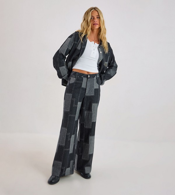 Patchwork Denim Baggy Jeans