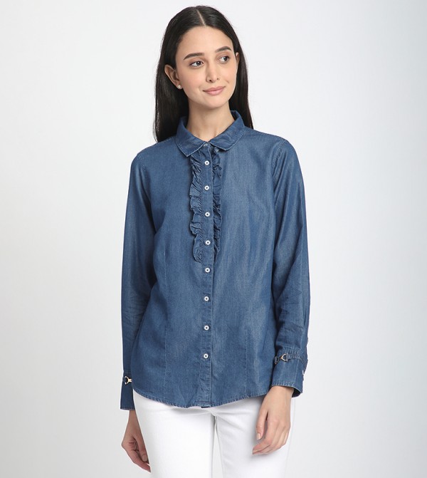 Ruffle Trim Long Sleeves Shirt