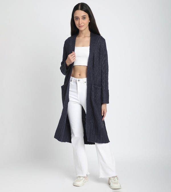 Metallic Cable Knit Coatigan