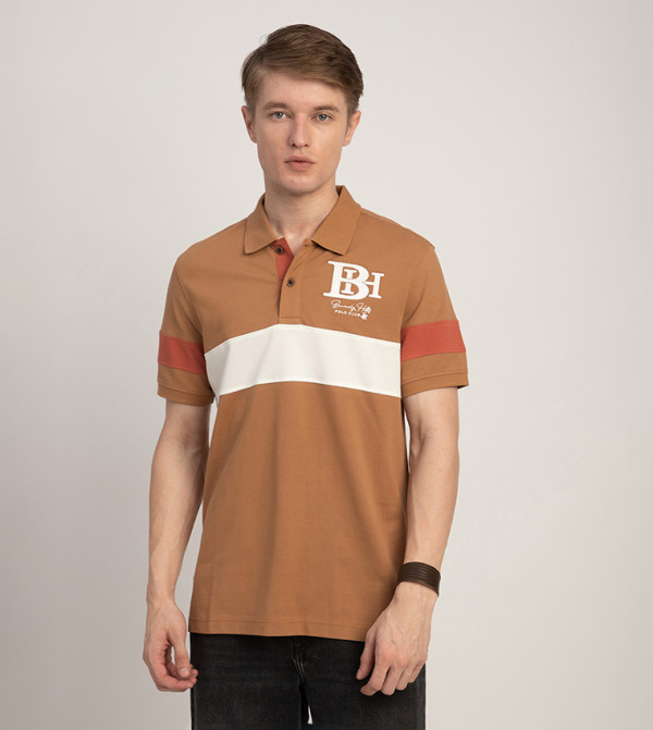 Color Block Short Sleeves Polo T-Shirt