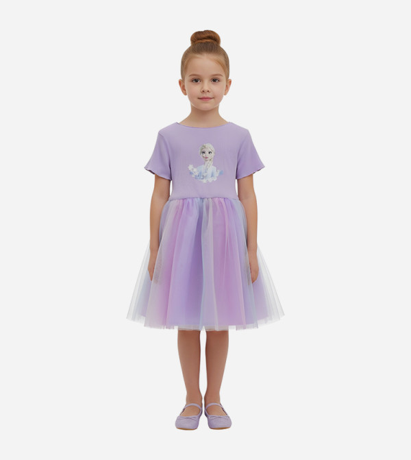 فستان ميني بطبعة وكم قصير 