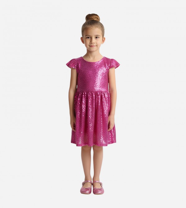 Sparkle Fun Crew Neck Mini Dress