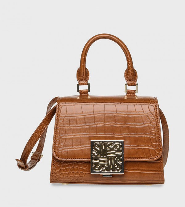 BJANAE Croc Textured Top Handle Bag