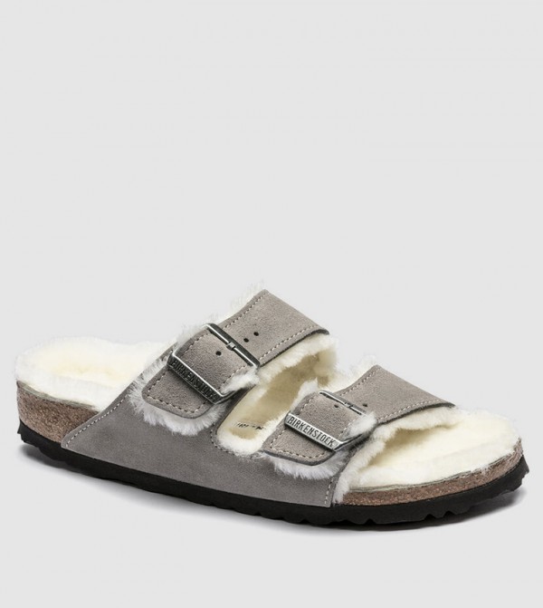 fuzzy white birkenstocks