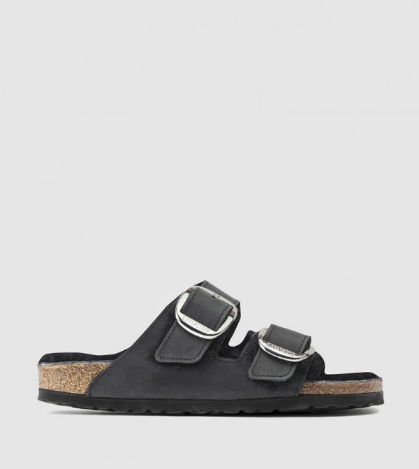 Arizona Big Buckle Shearling Oiled Leather Black