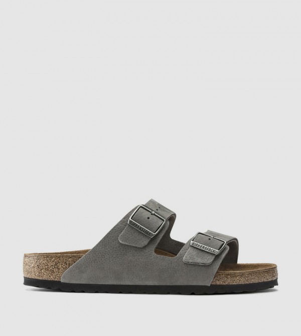 Arizona Nubuck Leather Desert Buck Whale Gray Slides