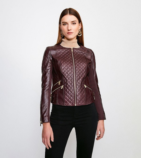 Padded leather hotsell jacket womens