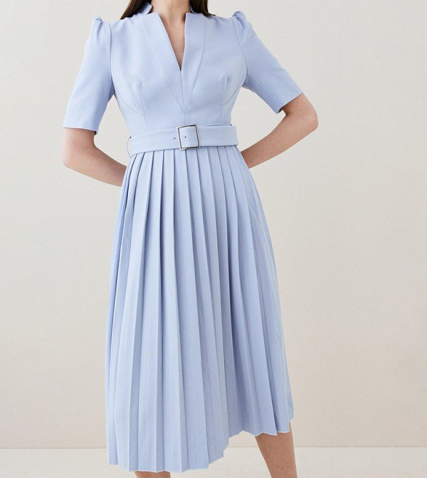 Pale blue 2024 pleated dress