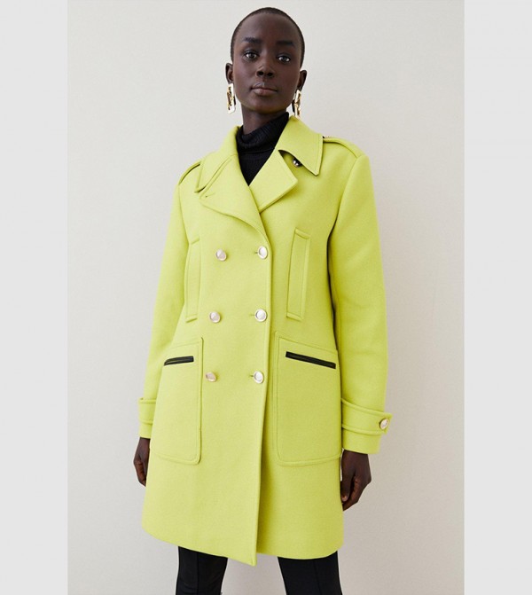 Buy Karen Millen Italian Wool Cashmere Double Breasted Pea Coat In Green 6thStreet Kuwait