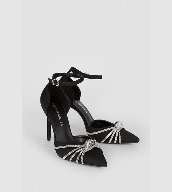 Buy Karen Millen Satin Diamante Knot Stiletto Heel Pumps In Black 6thStreet Saudi Arabia