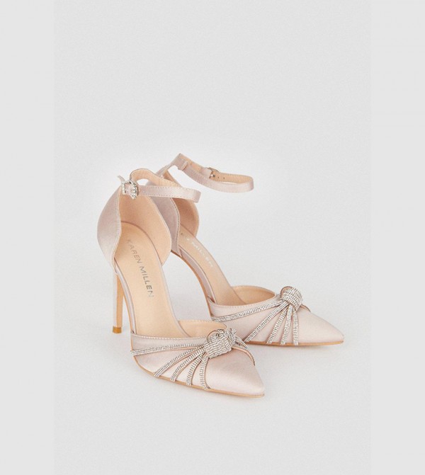 Buy Karen Millen Satin Diamante Knot Stiletto Heel Pumps In Beige 6thStreet UAE