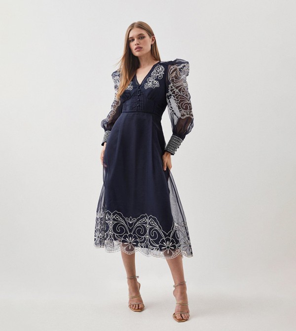 Karen millen embroidered lace best sale midi dress