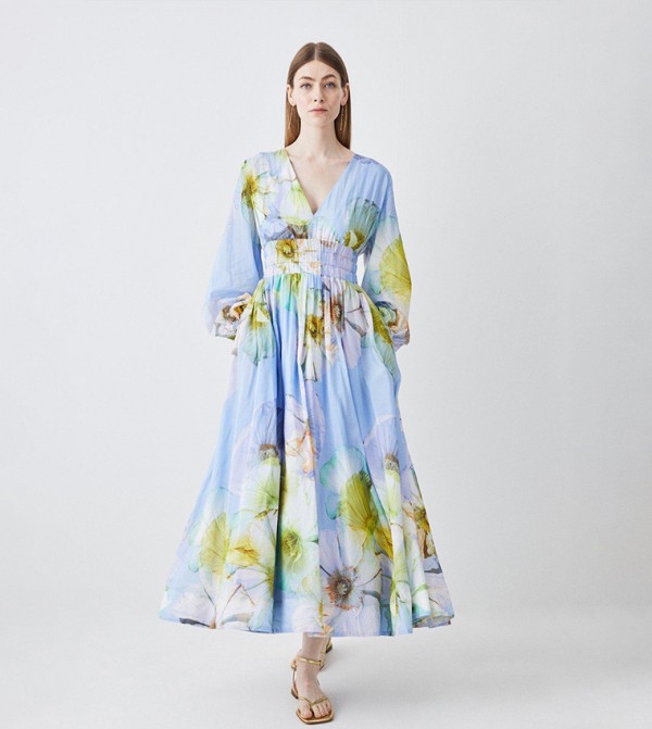 Paisely Floral Tiered Cotton Belted Maxi Shirtdress – Baci Fashion