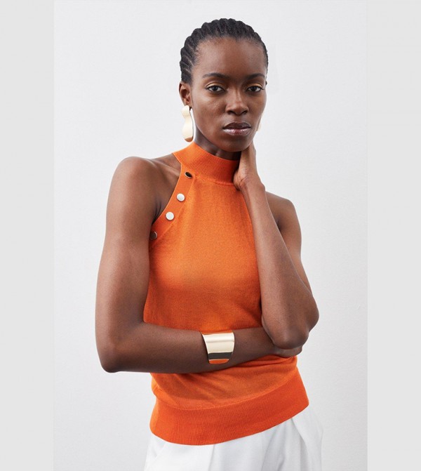 Orange hotsell sleeveless turtleneck