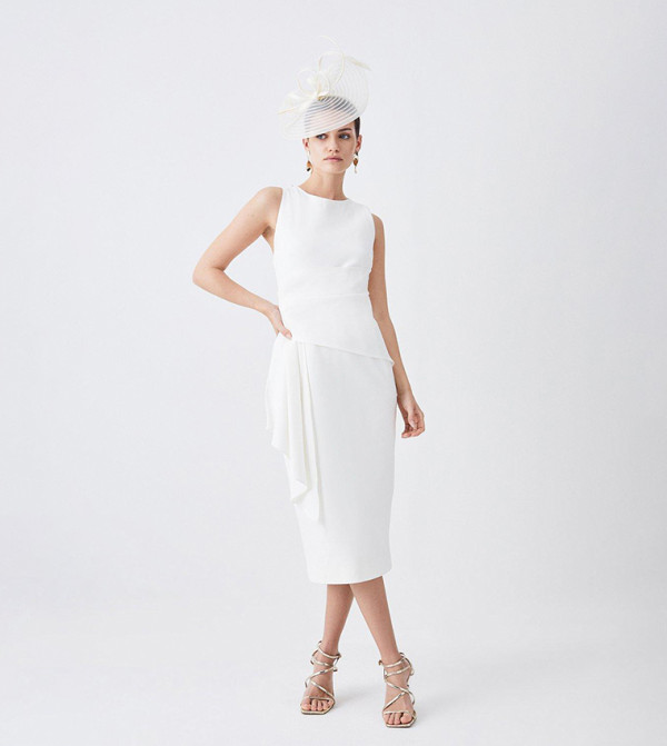 Buy Karen Millen Petite Structured Crepe Drape Side Midaxi Dress In ...