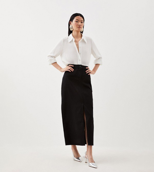 Blanket Stitch Knitted Maxi Skirt