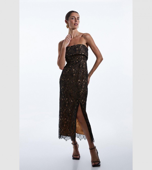 Karen millen sequin best sale lace midi dress