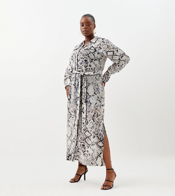 Oasis snake outlet print shirt dress