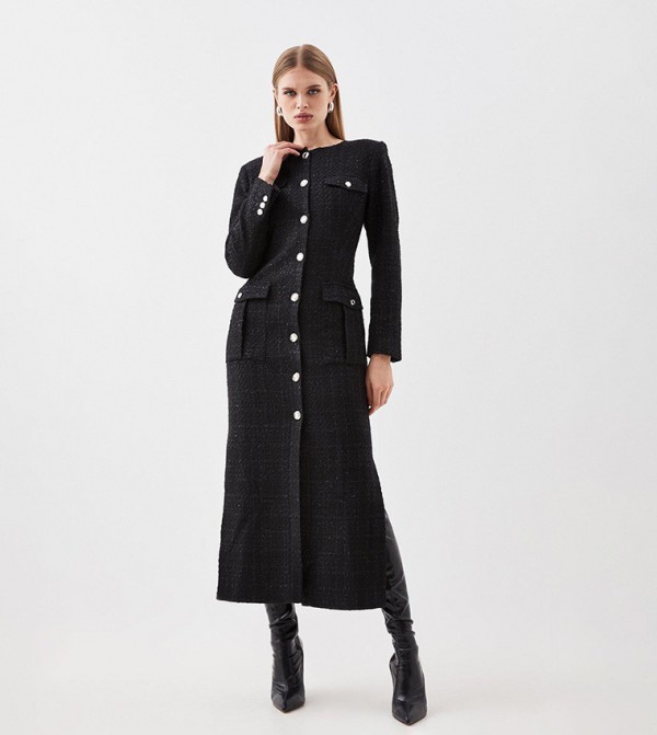 Buy Karen Millen Tailored Sparkle Boucle Pocket Detail Long