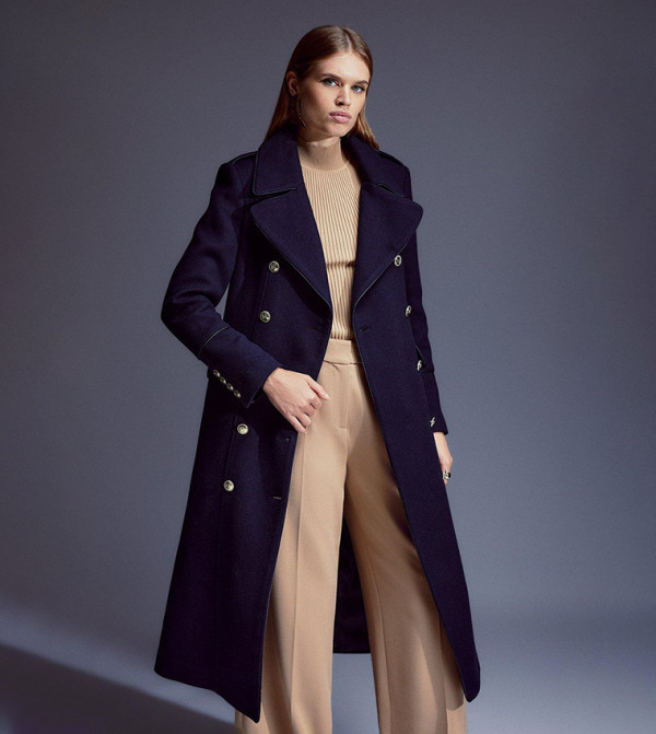 3530283 Green Double-Breasted Midi Coat