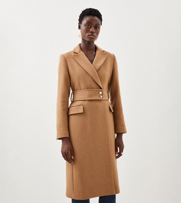 Karen millen wool sale wrap camel coat