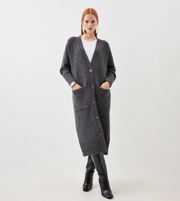 Oversized long outlet knit cardigan