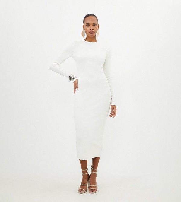 Compact Jersey Ribbed Maxi Dress