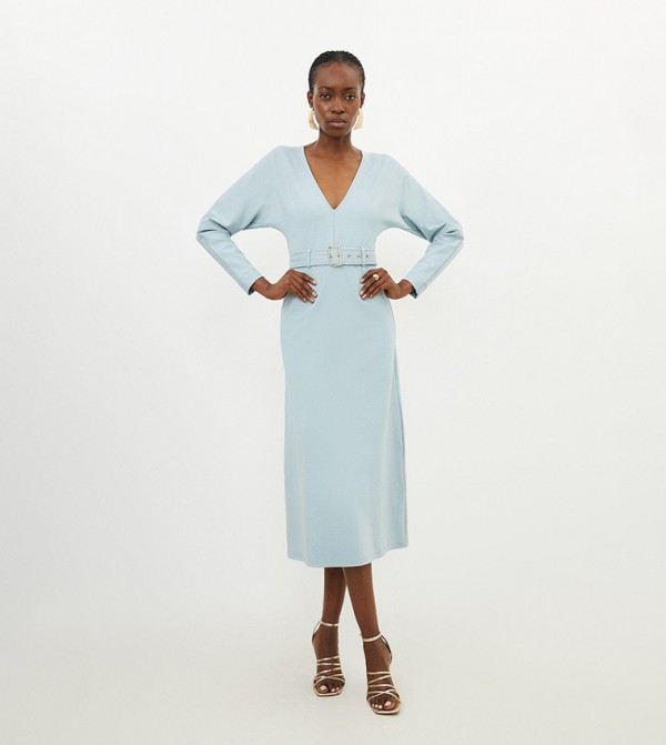 Ponte Belted Midi Dress