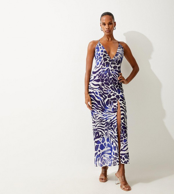 Karen millen leopard 2024 print maxi dress