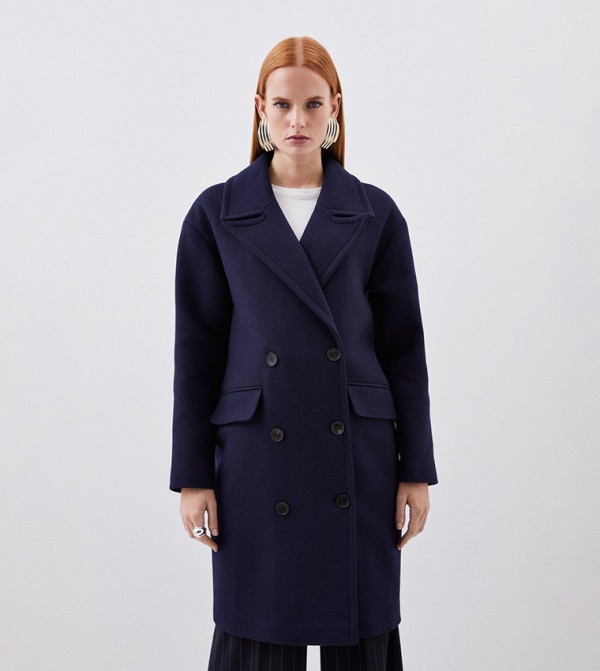 Buy Karen Millen Italian Wool Blend Tailored Double Breasted Midi Coat 