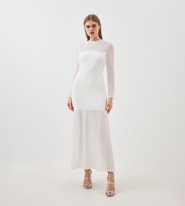 Bandage Figure Form Woven Mix Knit Dress