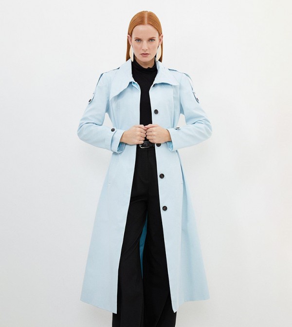 Pale blue outlet duster coat