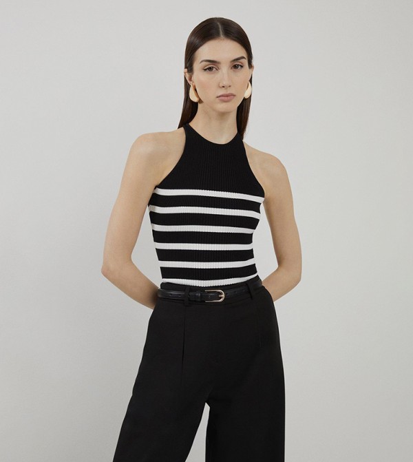 Viscose Blend Striped Knitted Tank Top